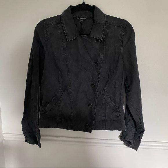 eileen Fisher Asymmetric Moto Button Linen Blend Jacket Small - Picture 6 of 8